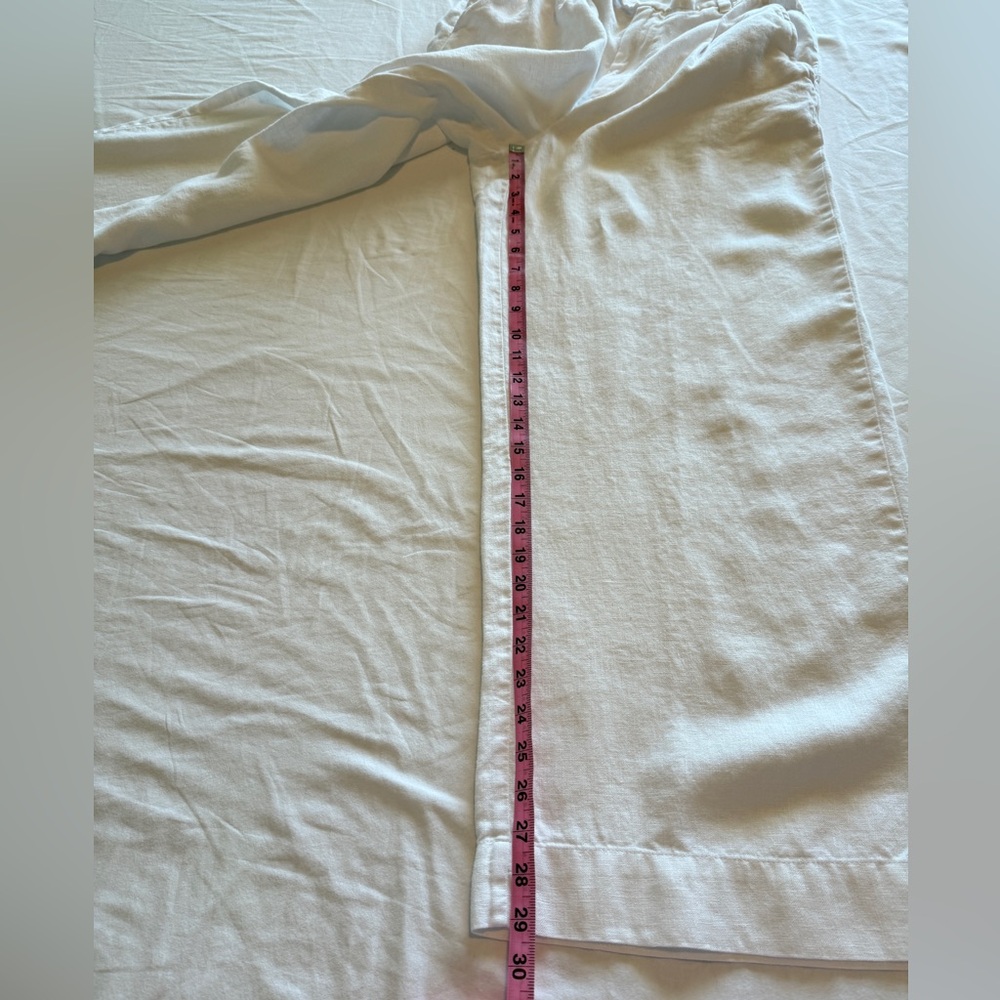 Madewell Women's The Harlow Wide-Leg Pant in 100% Linen Eyelet White 8 - Picture 13 of 14